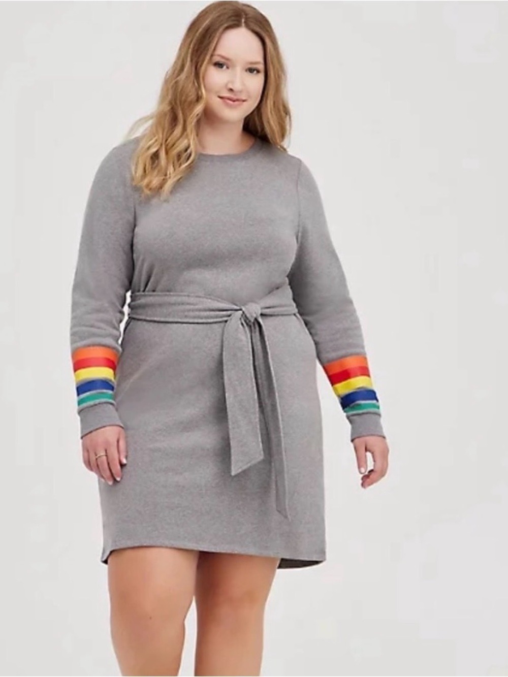 Torrid Gray Shift Dress in Cozy Fleece Rainbow -  Torrid Size 0 = Size 12